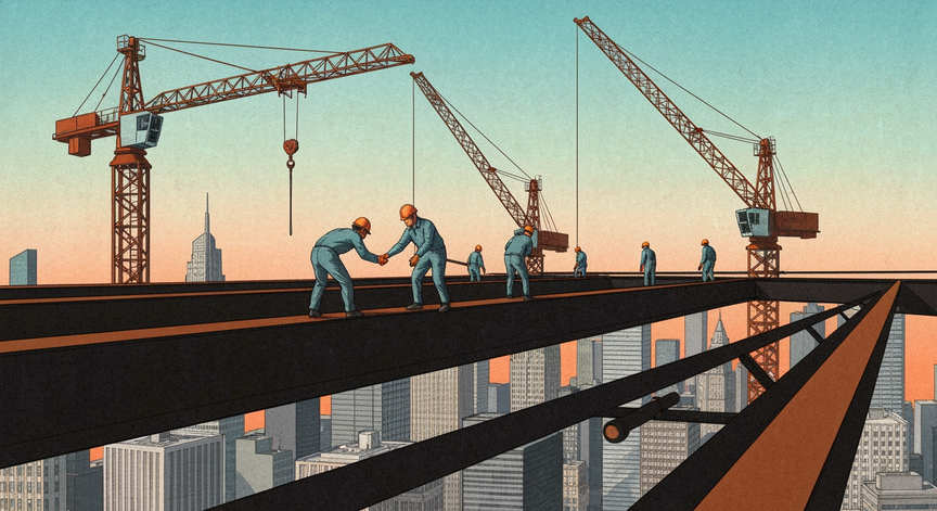 Steel Erection Gangs in Commercial Construction