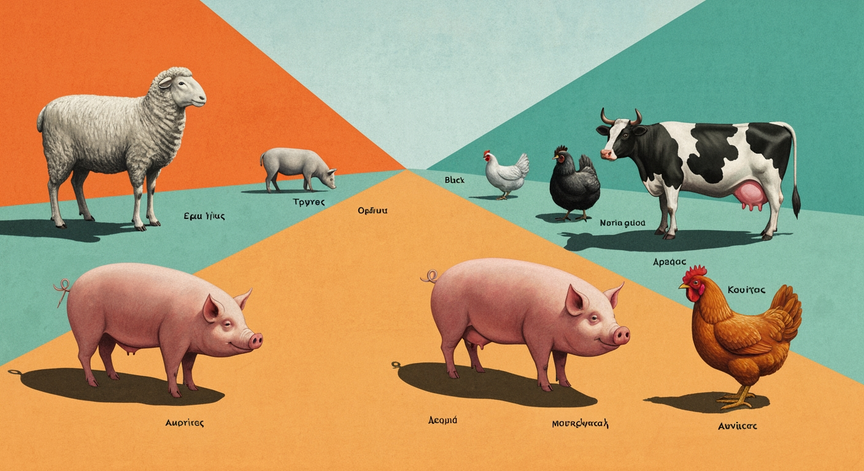 Domesticated Animals in Greek for Kids