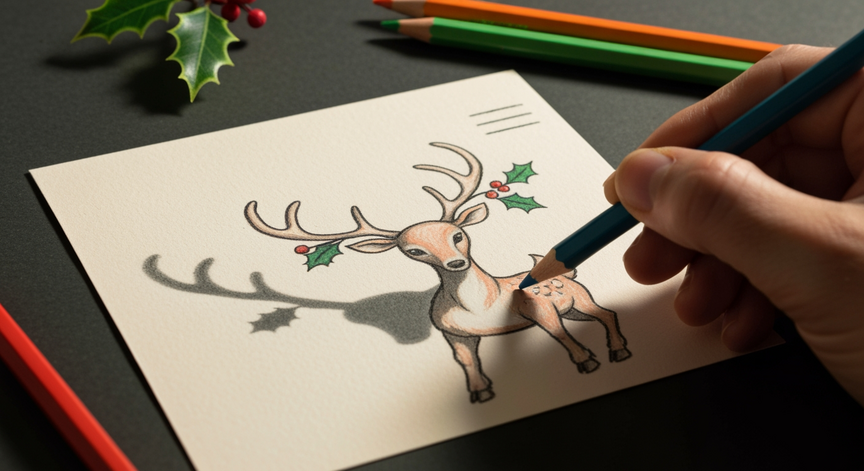 Beginner's Guide to Drawing Festive Christmas Postcards