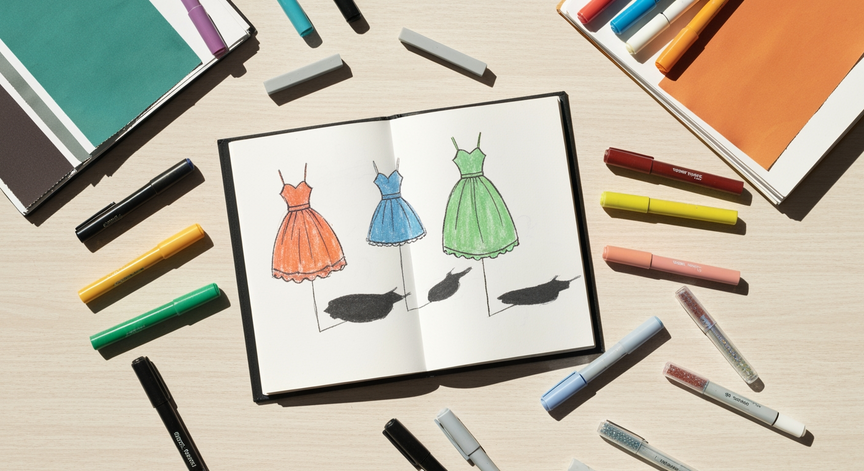 Modedesign und Sketchbook für Kinder